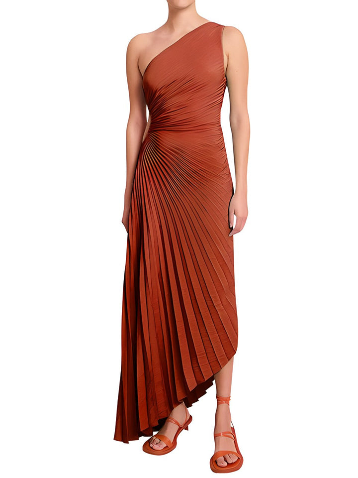 Stunning Pleated One-Shoulder Dress