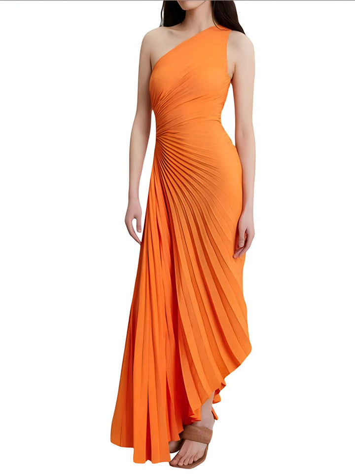 Stunning Pleated One-Shoulder Dress
