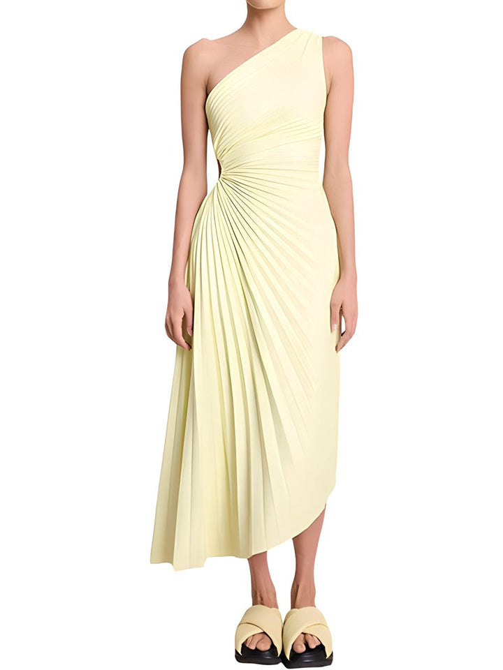 Stunning Pleated One-Shoulder Dress