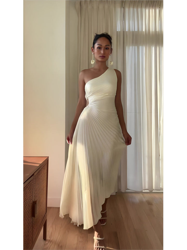 Stunning Pleated One-Shoulder Dress