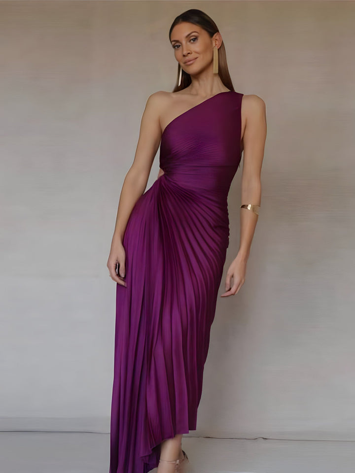 Stunning Pleated One-Shoulder Dress