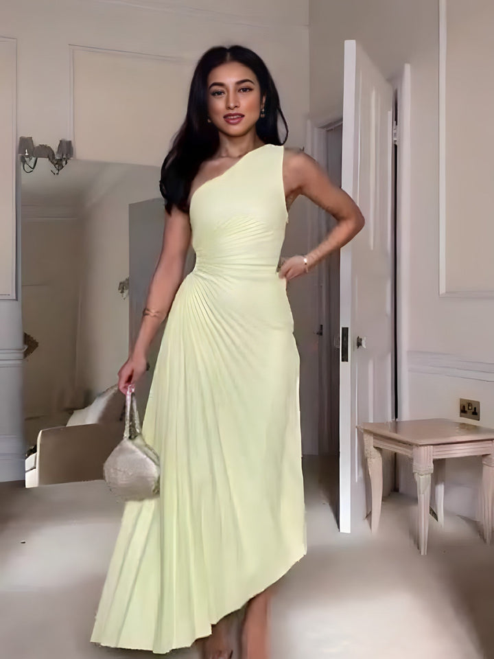 Stunning Pleated One-Shoulder Dress