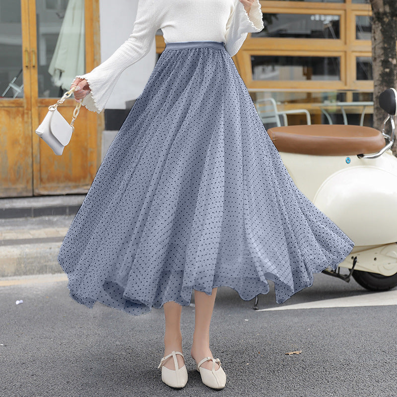 Chic Dotted Maxi Skirt