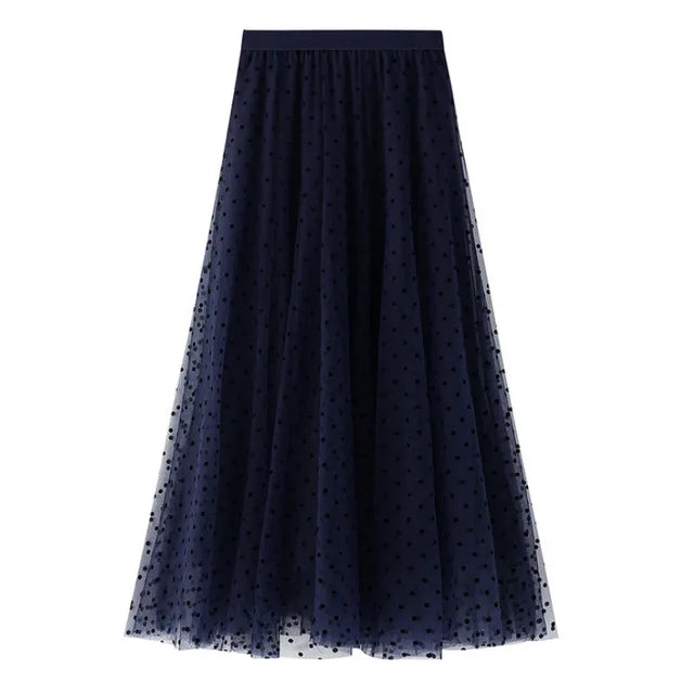 Chic Dotted Maxi Skirt