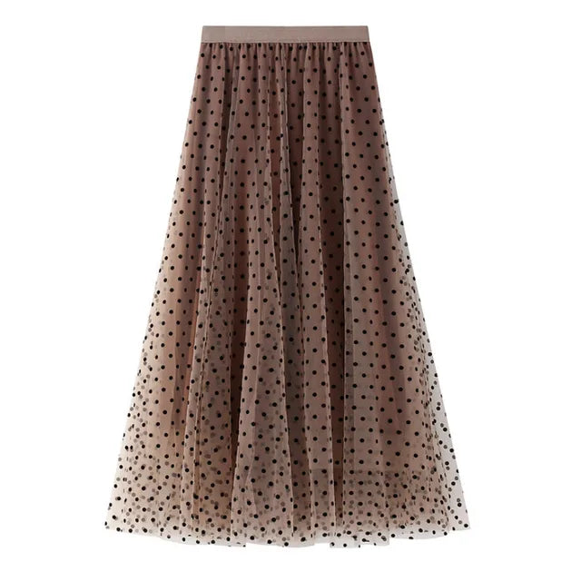 Chic Dotted Maxi Skirt