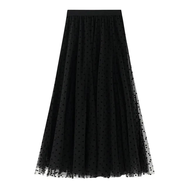 Chic Dotted Maxi Skirt