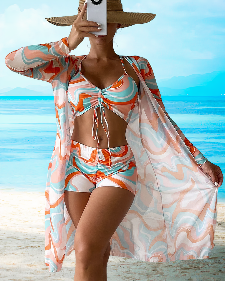 High Waist Cover-Up Bikini Set