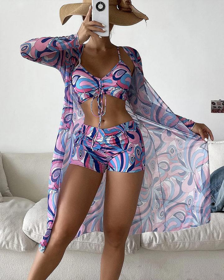 High Waist Cover-Up Bikini Set
