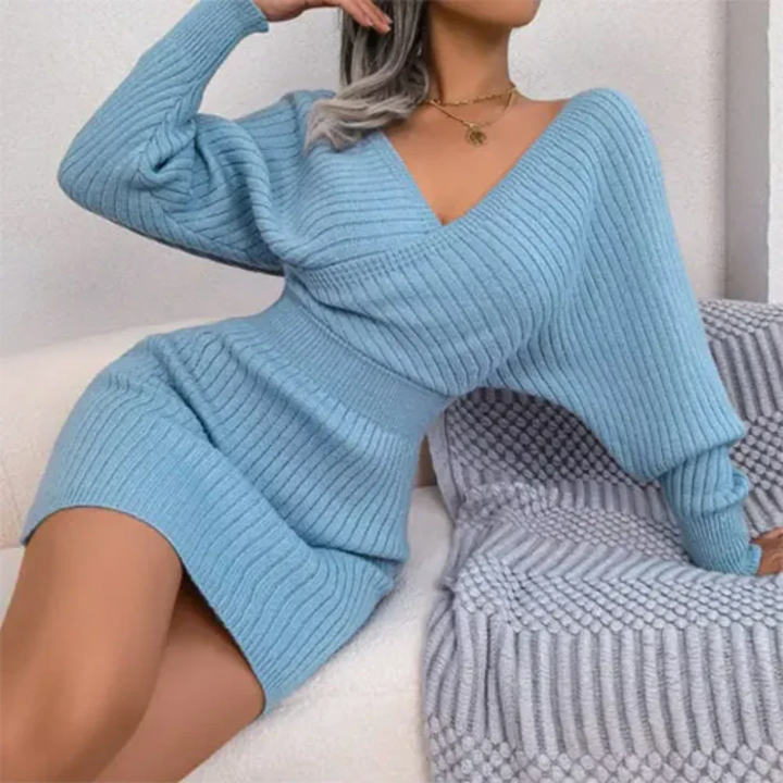 Stylish V-Neck Winter Dress for Women by Minke