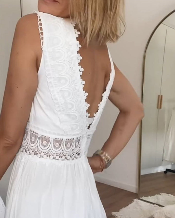 Chic V-Neck Lace Tank Dress