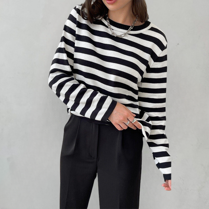 Chic Striped Knit Sweater for Cozy Style