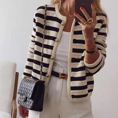Chic Striped Sleeve Cardigan