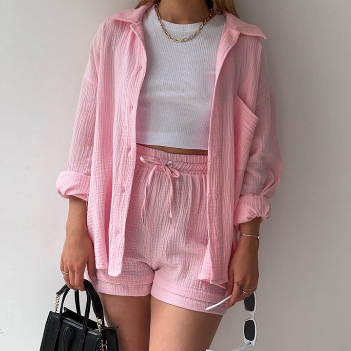 Stylish Women's Cotton Two-Piece Ensemble