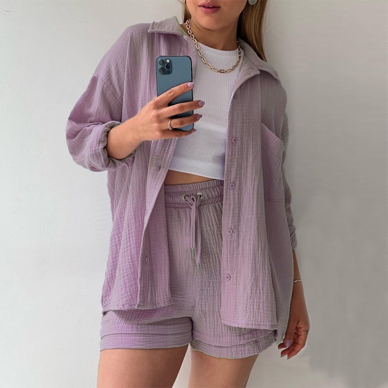 Stylish Women's Cotton Two-Piece Ensemble