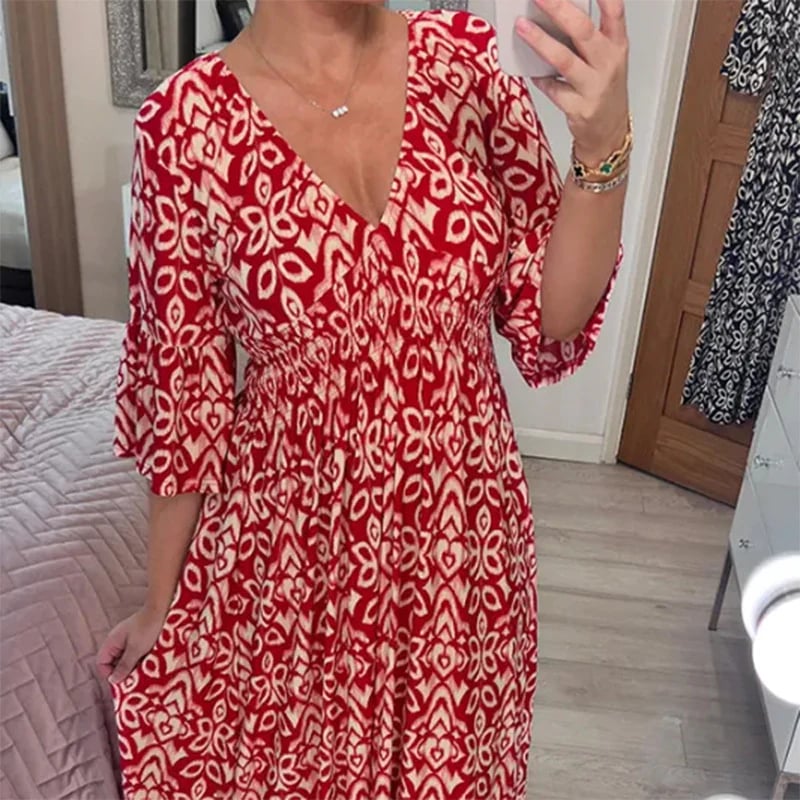 Charming Floral V-Neck Dress