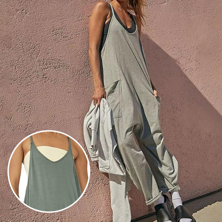 Stylish V-Neck Sling Jumpsuit with Convenient Pockets