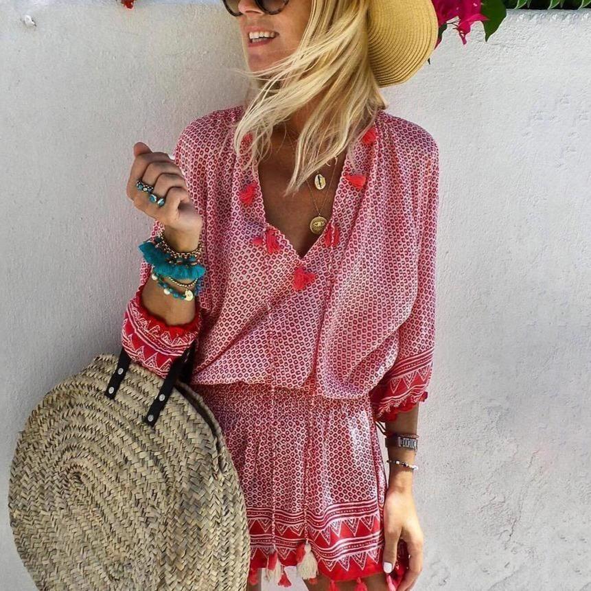 Chic V-Neck Mini Dress for Effortless Summer Style