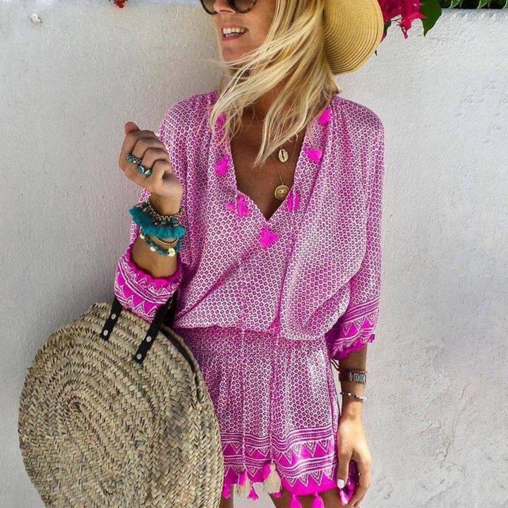Chic V-Neck Mini Dress for Effortless Summer Style