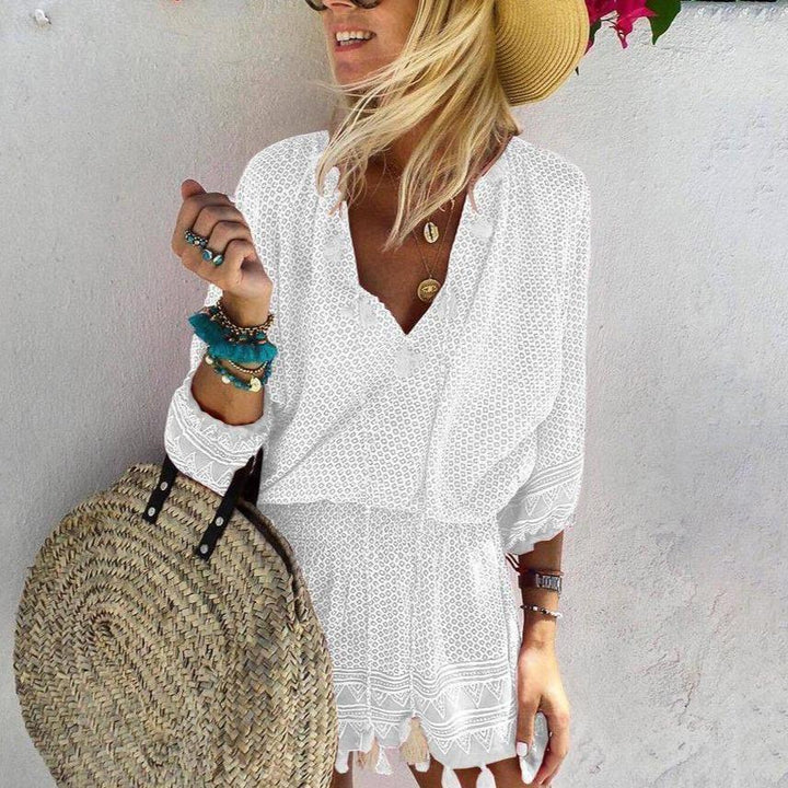 Chic V-Neck Mini Dress for Effortless Summer Style