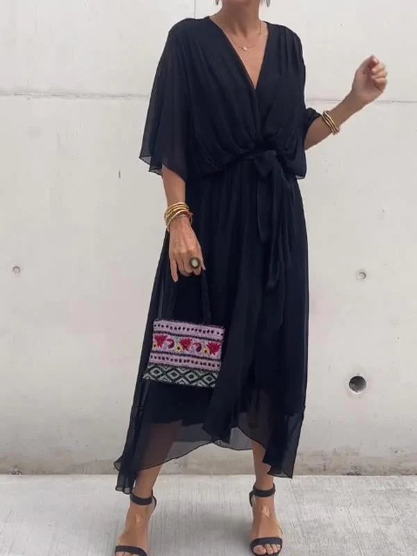 Graceful V-Neck Chiffon Gown