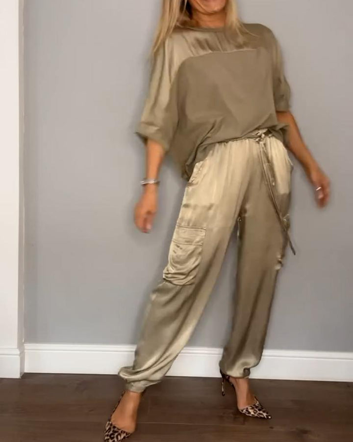 Chic Long Sleeve Top and Matching Pants Set