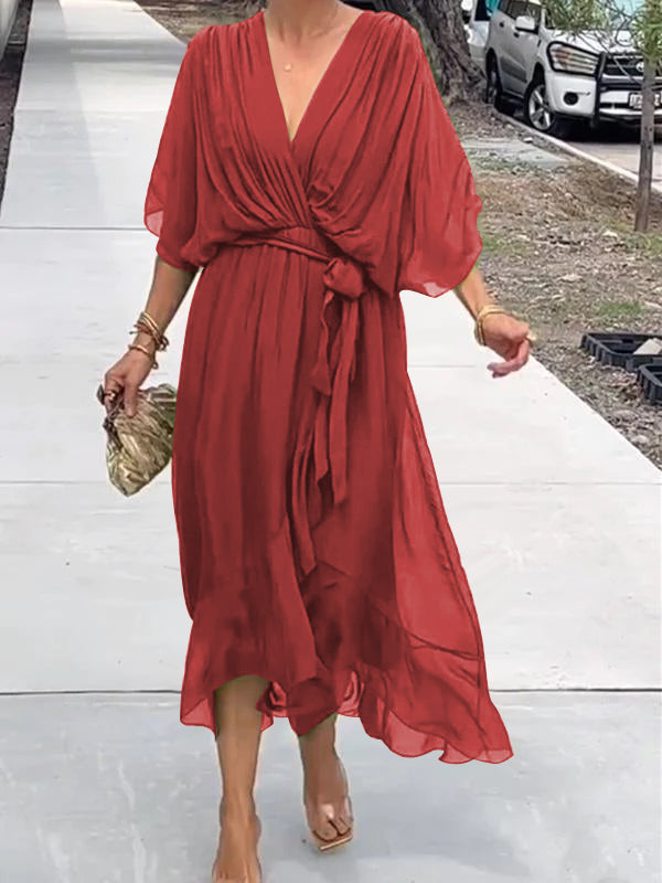 Graceful V-Neck Chiffon Gown