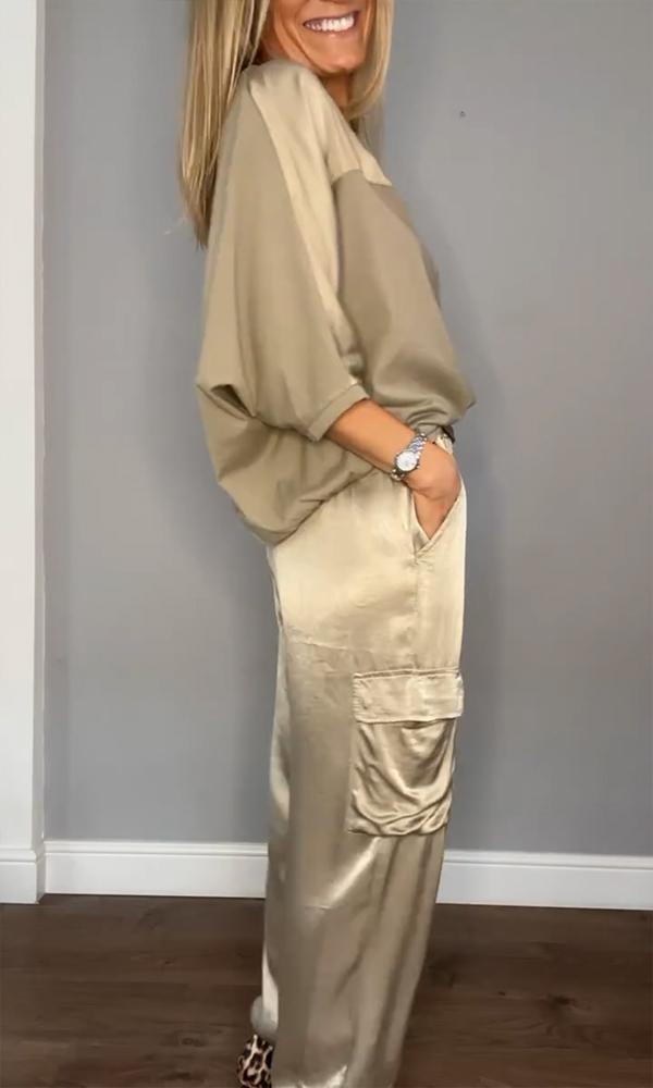 Chic Long Sleeve Top and Matching Pants Set