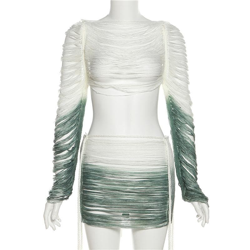 Chic Self-Tie Mini Skirt Set