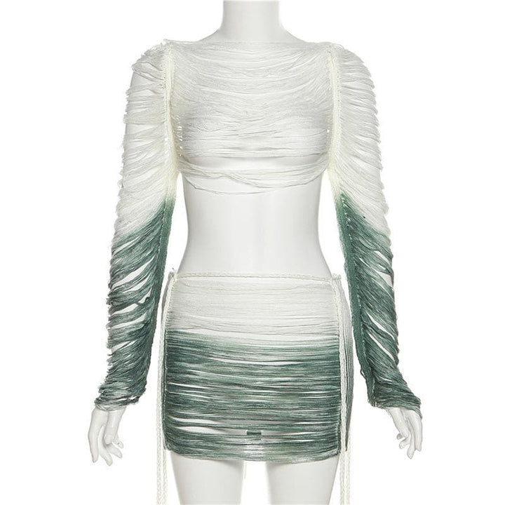 Chic Self-Tie Mini Skirt Set