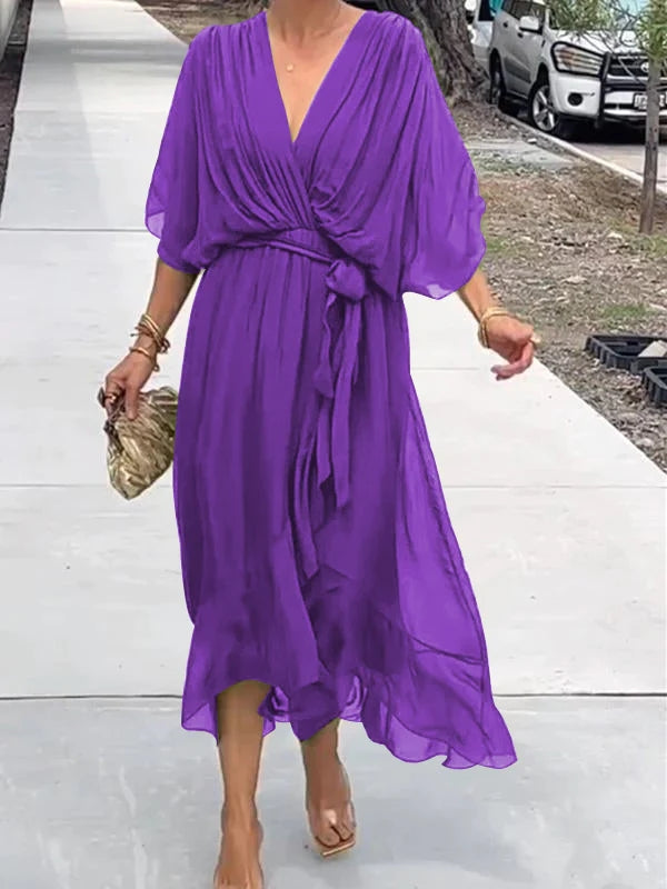 Graceful V-Neck Chiffon Gown