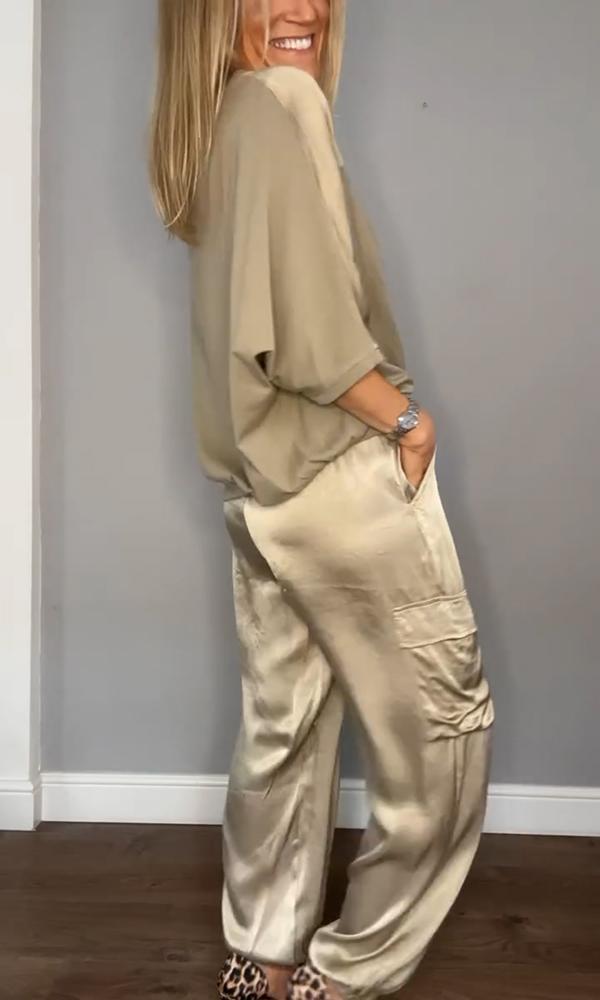Chic Long Sleeve Top and Matching Pants Set