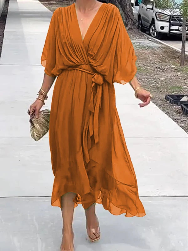 Graceful V-Neck Chiffon Gown