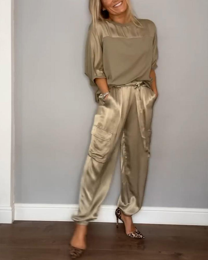 Chic Long Sleeve Top and Matching Pants Set