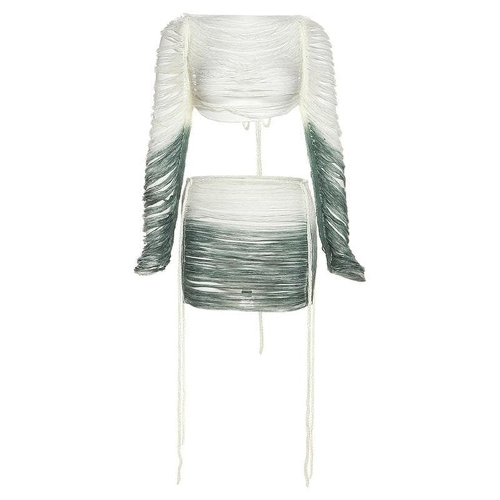Chic Self-Tie Mini Skirt Ensemble