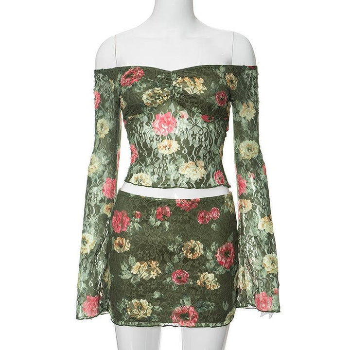 Chic Long Sleeve Mini Skirt Ensemble