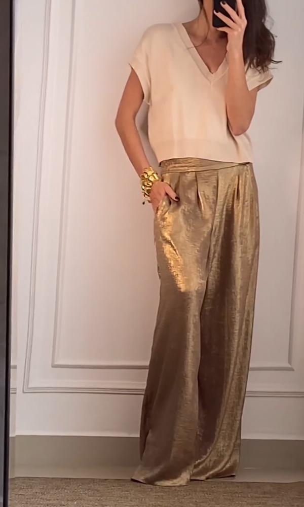 High-Waist Trousers and Matching Top Ensemble