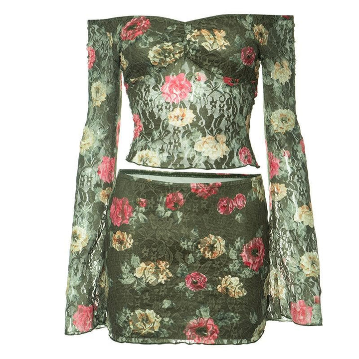 Chic Long Sleeve Mini Skirt Ensemble
