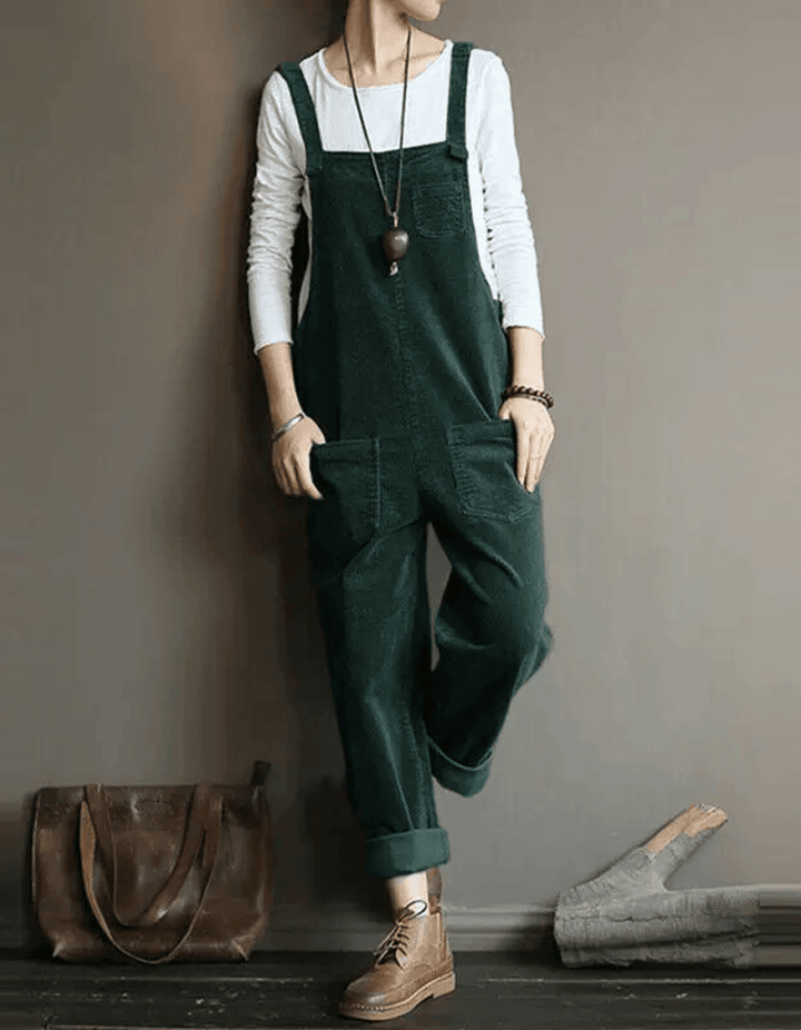 Elevate Your Style with the Luxurious High-Waist Velvet Overalls
