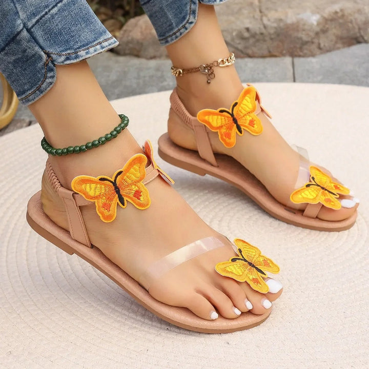Charming Butterfly-Decorated Beverly Flat Sandals for Women