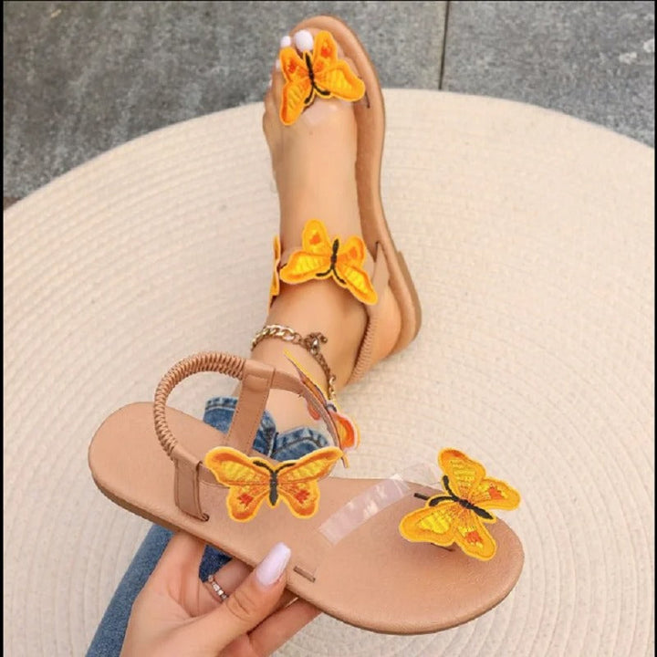 Charming Butterfly-Decorated Beverly Flat Sandals for Women