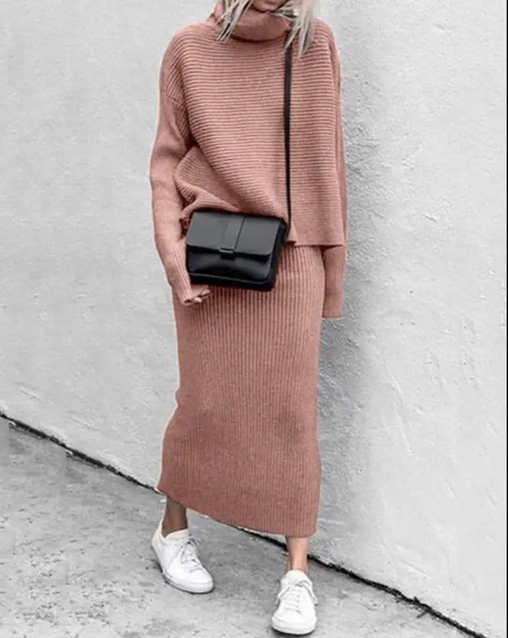 Stylish High Collar Two-Piece Ensemble