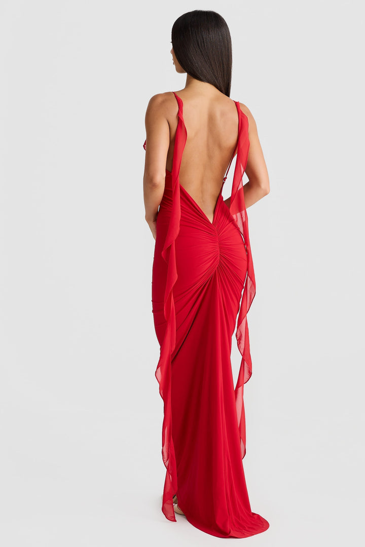 Elegant Maxi Dress Featuring a Stunning Open Back Design
