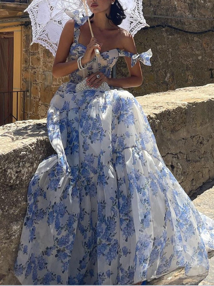 Elegant High-Waist Floral Midi Dress