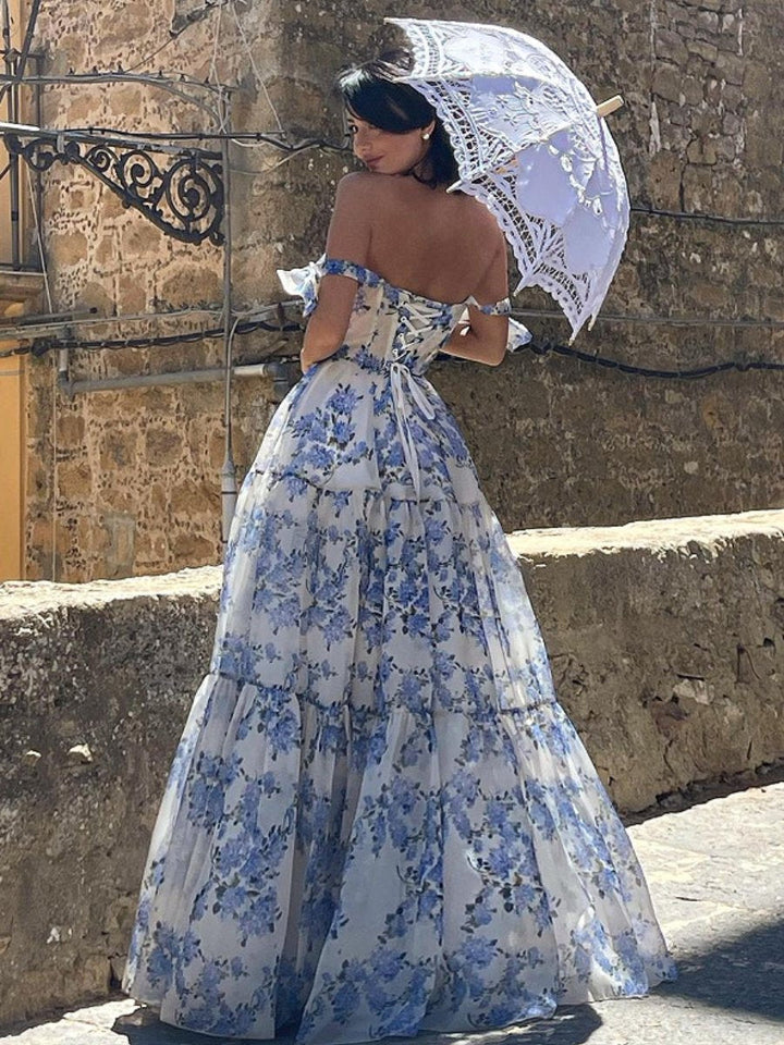 Elegant High-Waist Floral Midi Dress