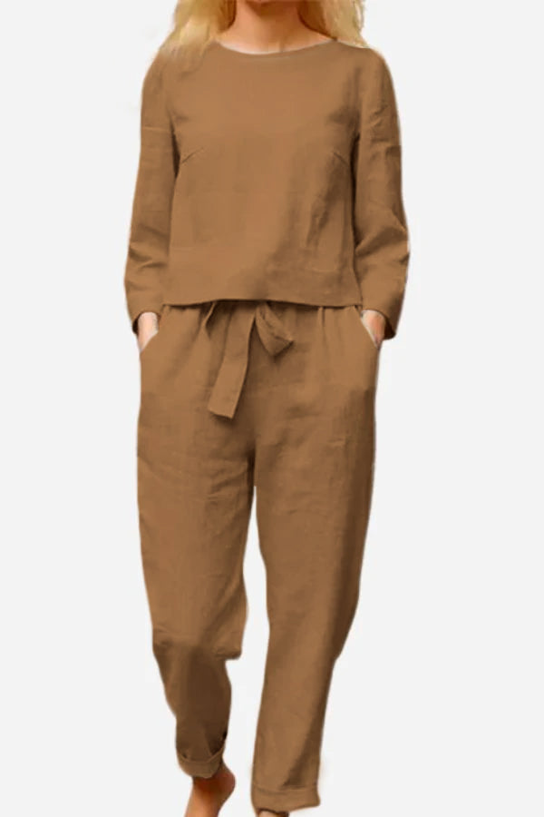 Chic Linen Two-Piece Outfit for Women