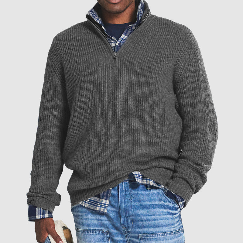 Timeless Zip Collar Sweater for Effortless Style