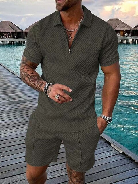 Trendy Streetwear Polo and Shorts Set