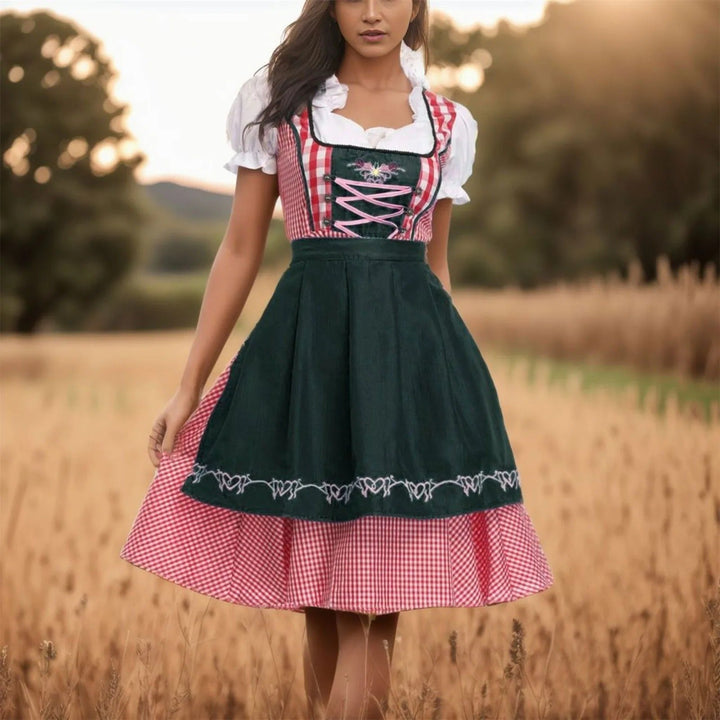 Chic Checkered Dirndl Perfect for Oktoberfest Festivities