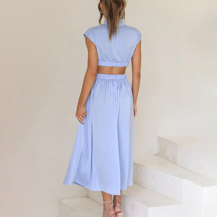 Elegant High Neck Pleated Dress