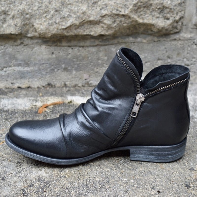 Chic Leather Zip-Up Boots for Effortless Style